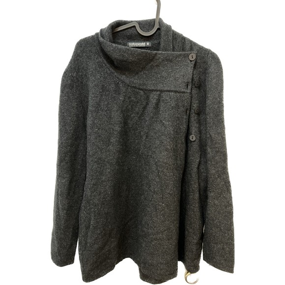 Native World Wool Possum Sweater Drape fron Cardigan, Grey - Picture 3 of 3